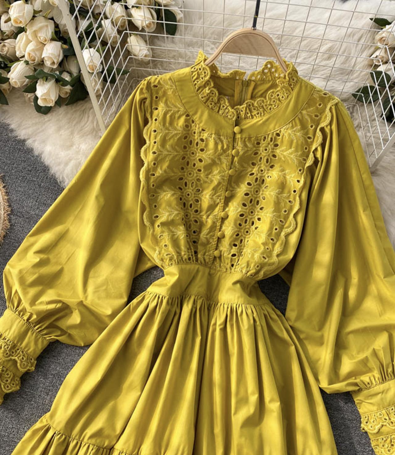 Cute A line long sleeve dress fashion dress  736