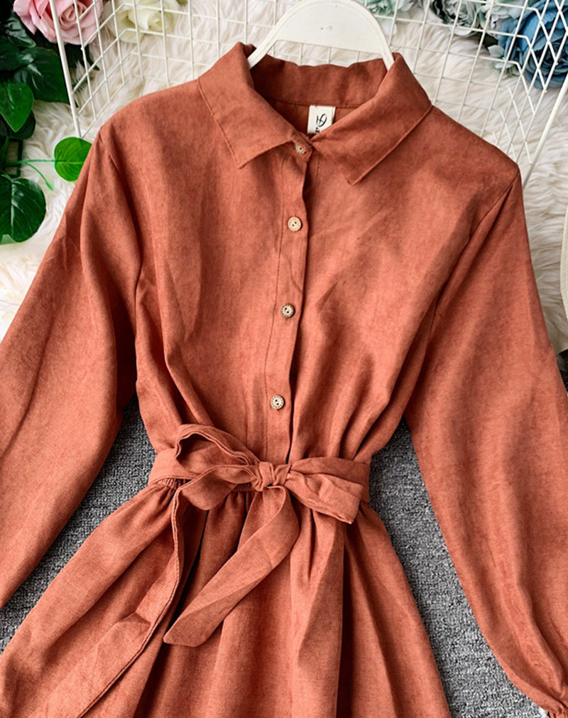Robe mignonne à manches longues en ligne A, vêtements d'automne 1068
