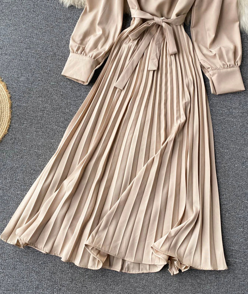 Simple A line long sleeve dress  997