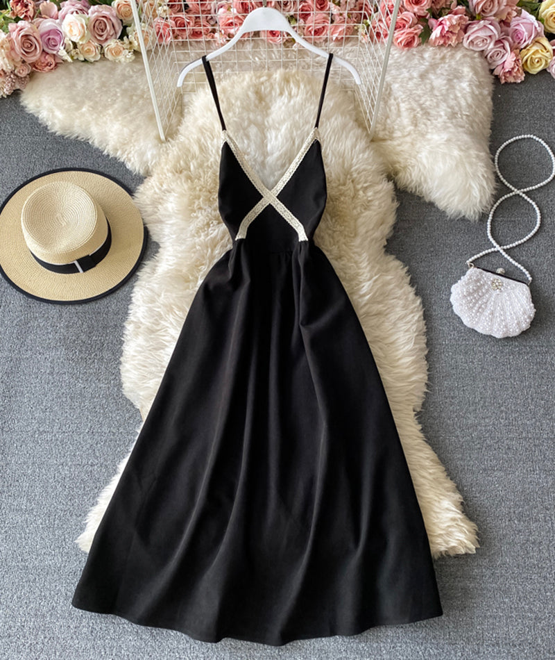 A line v neck lace dress fashion dress  932