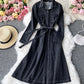 Stylish long-sleeved denim dress women's dress  1057