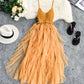 Spaghetti Straps Ruffle Midi Dress  1289