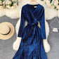 Elegant v neck velvet dress fashion dress  892