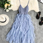 Spaghetti Straps Ruffle Midi Dress  1289