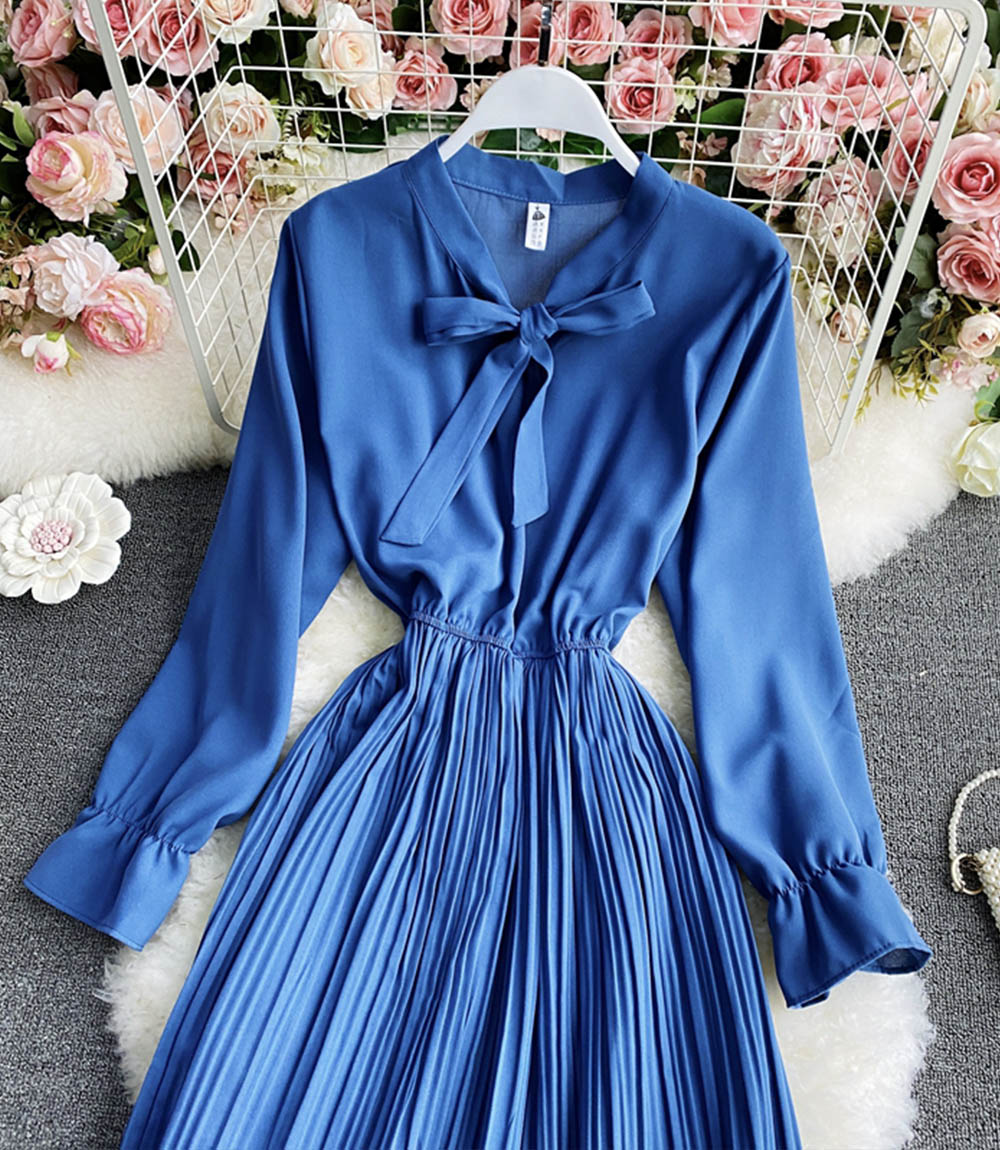 A line chiffon dress long sleeve dress  846