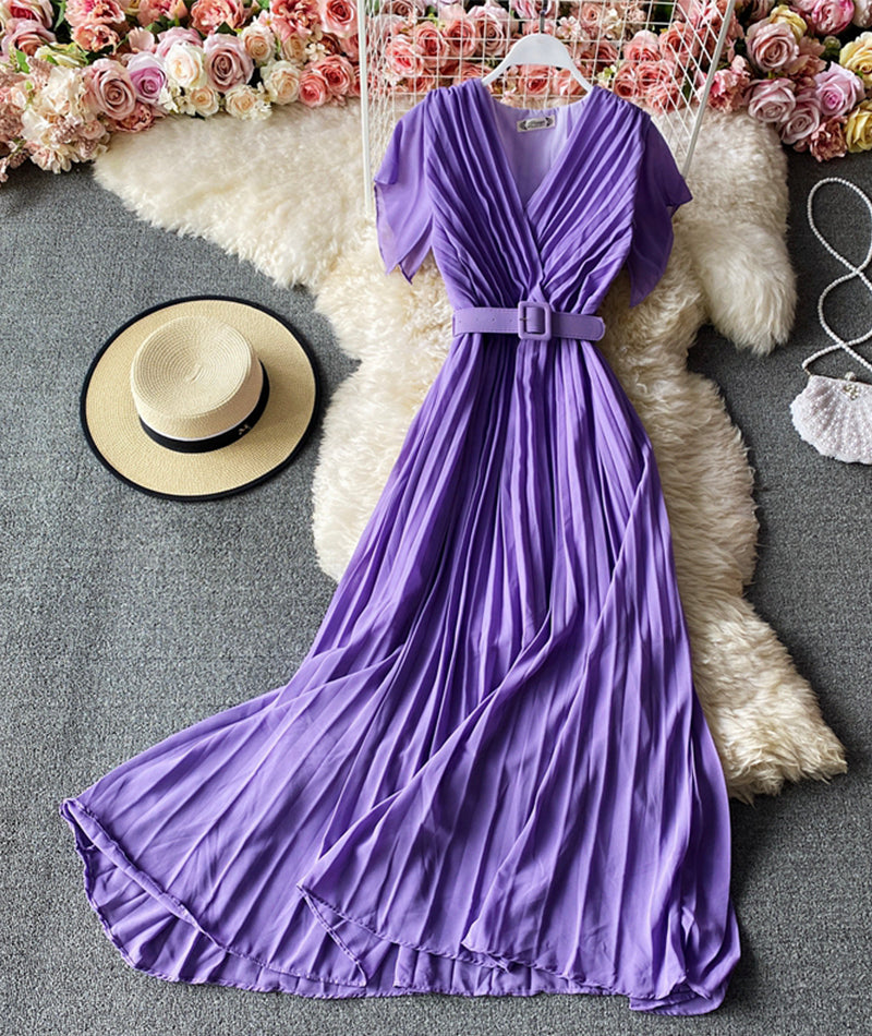 A line v neck short dress fashion dress  947