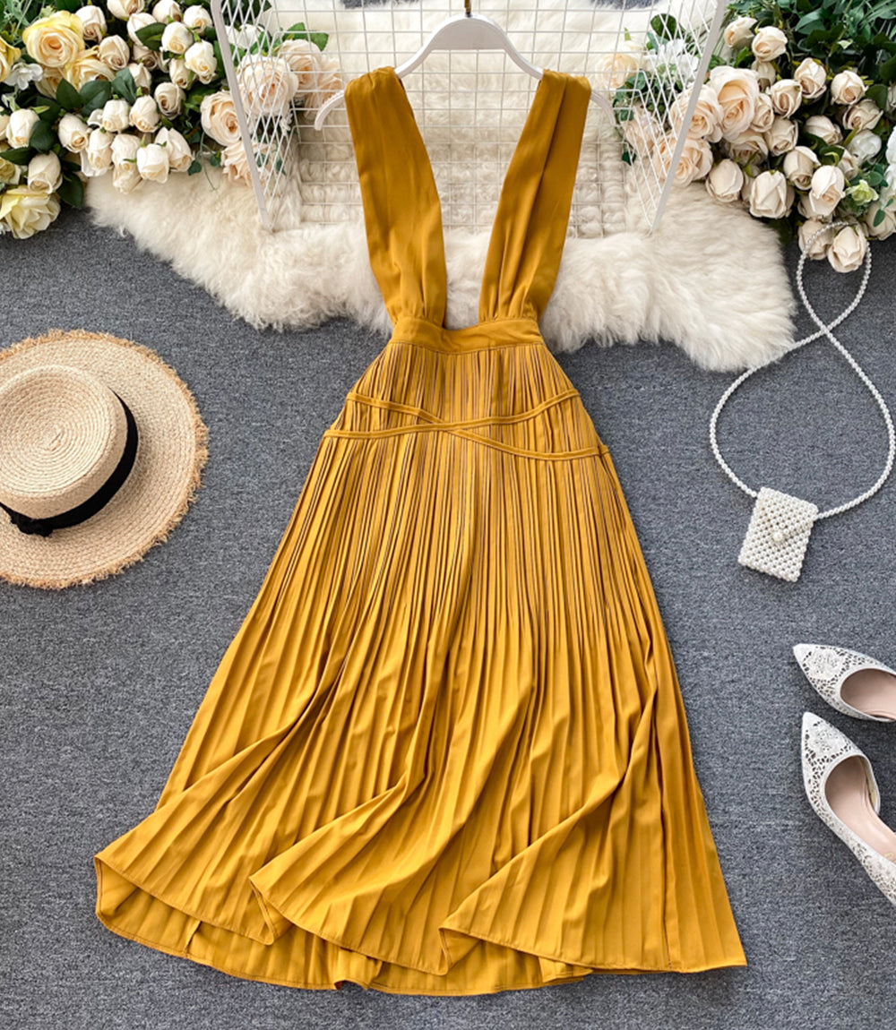 Süßes A-Linien-Kleid mit V-Ausschnitt, modisches Kleid 853