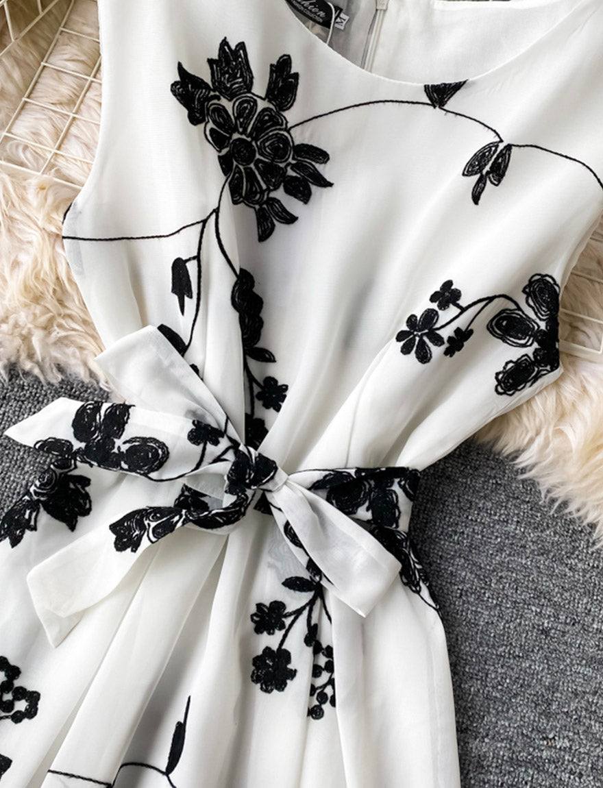 A line flowers short dress summer dress  1163