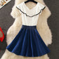 Cute v neck denim stitching dress summer dress  1251