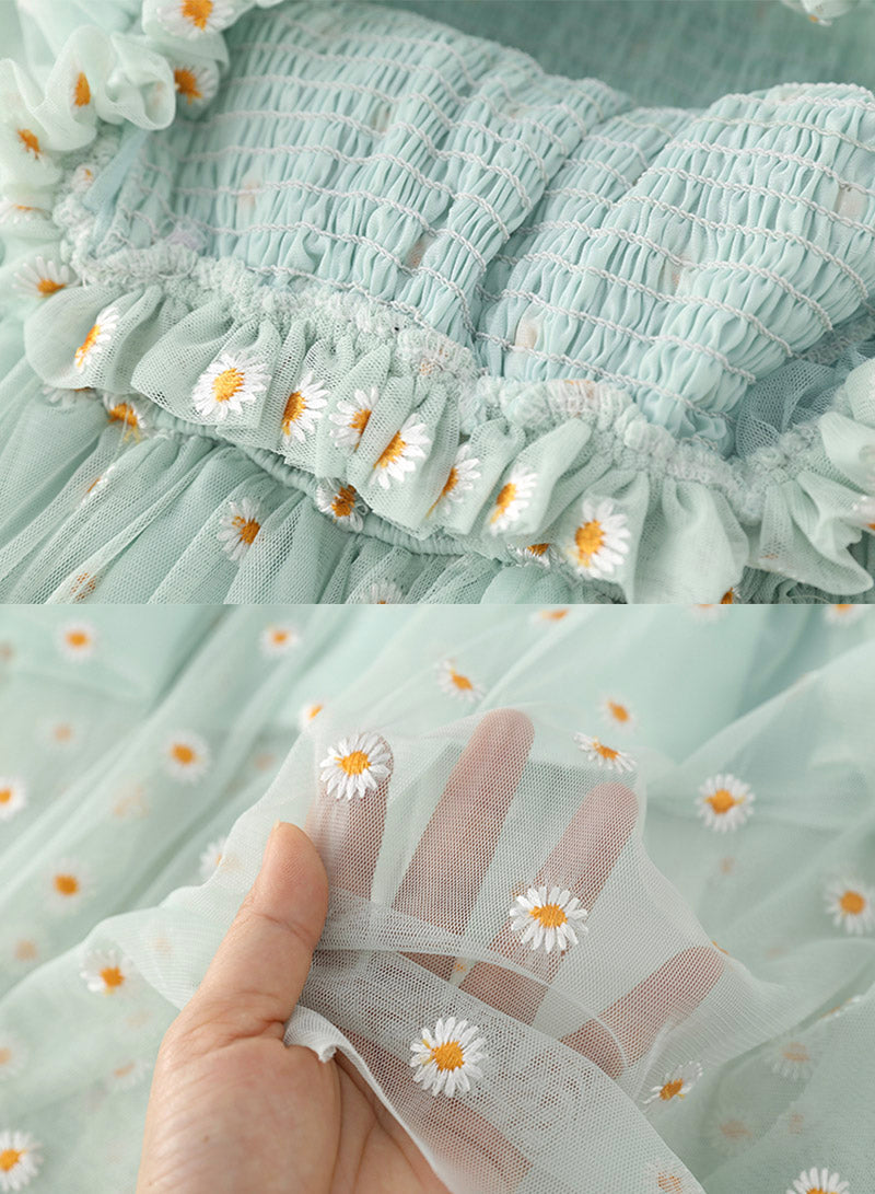 Cute A line daisy flower dress girl summer dress  1134