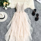 Spaghetti Straps Ruffle Midi Dress  1289