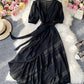 Simple v neck short sleeve dress fashion dress  939