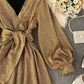 Simple v neck long sleeve short dress 990