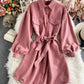 Robe chemise simple à manches longues 976