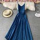 Simple A line v neck dress fashion dress  739