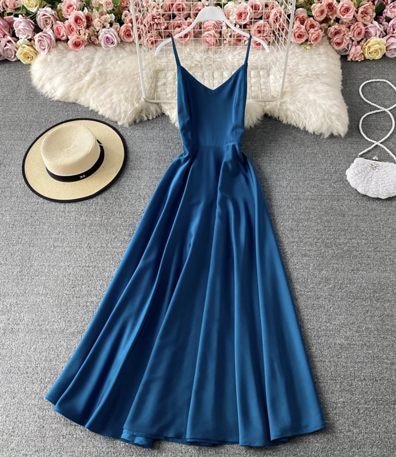 Simple A line v neck dress fashion dress  739