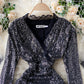 Stylish v neck sequins short dress party dress  906