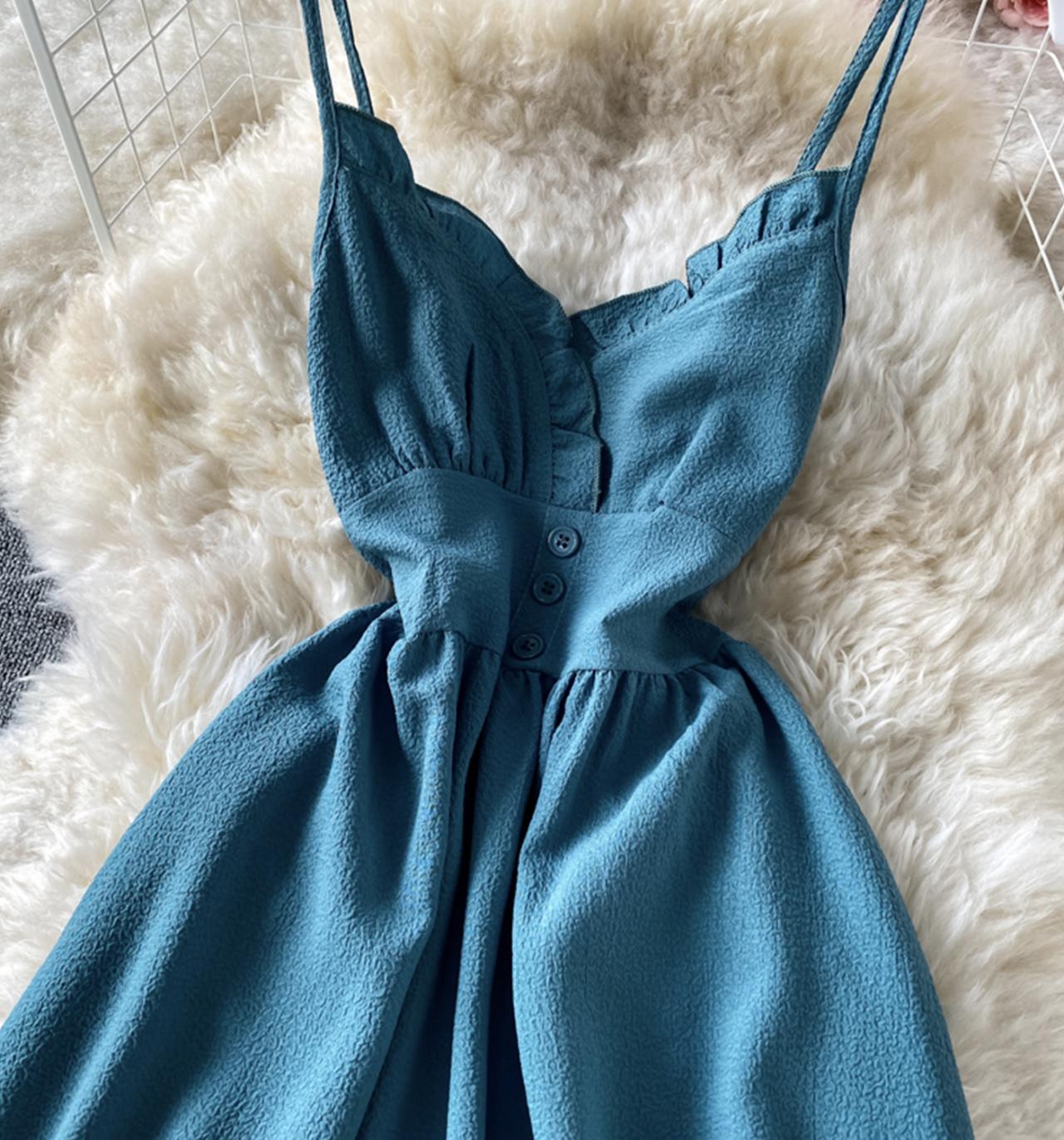 A line v neck short dress fashion dress  728