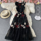 Black A line lace dress  779