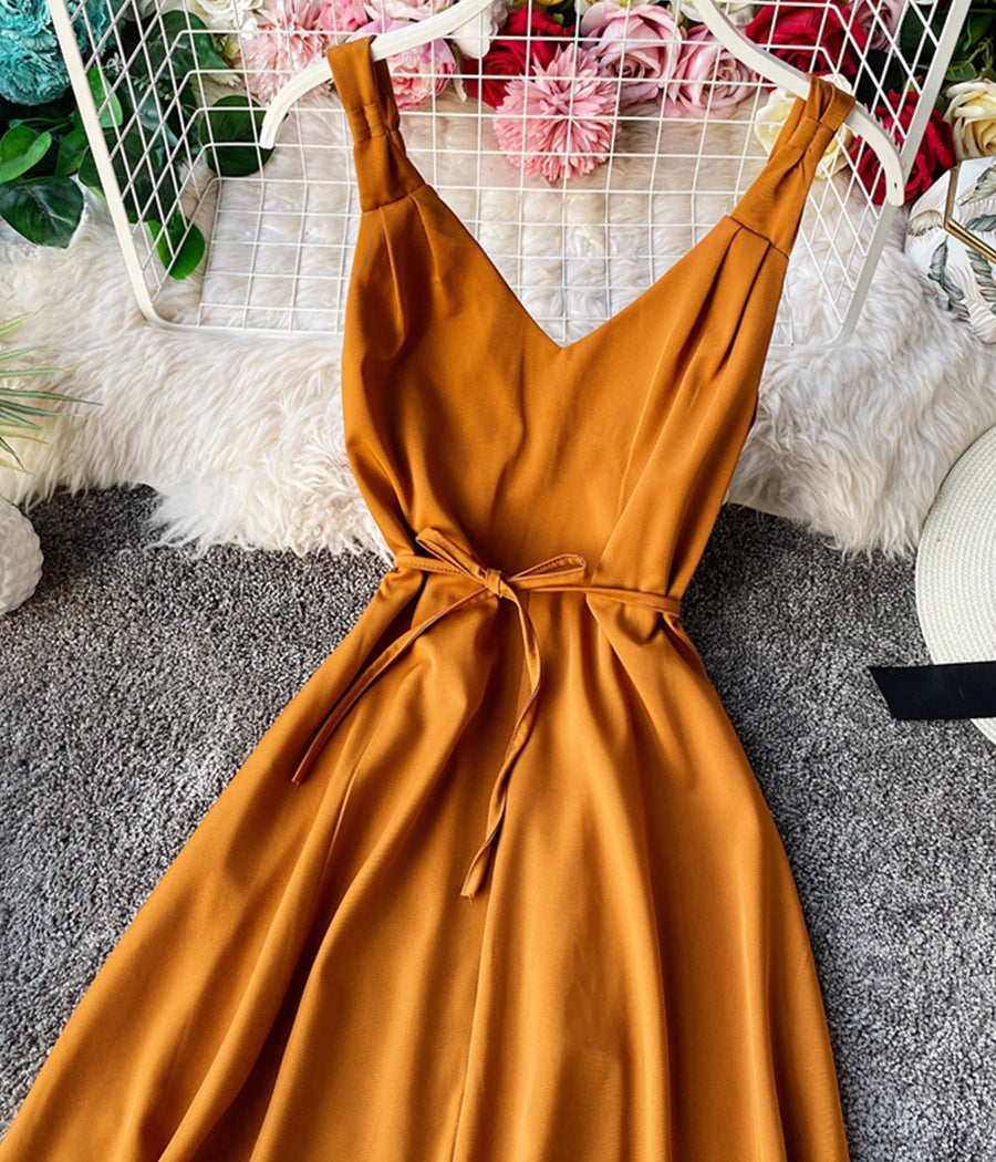 Simple A line v neck dress women's dress  1224