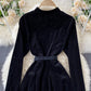 Elegant A line velvet dress long sleeve dress  923