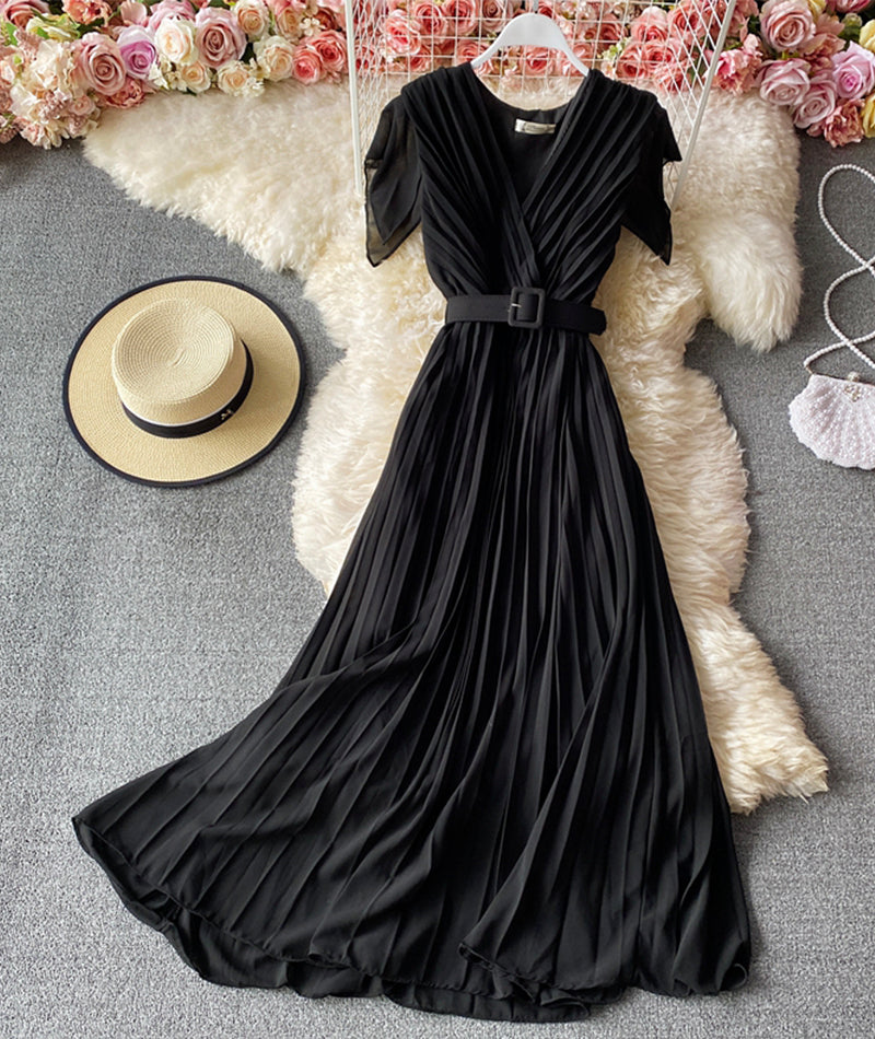 A line v neck short dress fashion dress  947