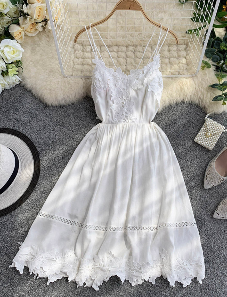 Robe dos nu en dentelle blanche pour fille 1167