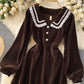 Stylish corduroy long sleeve dress  891
