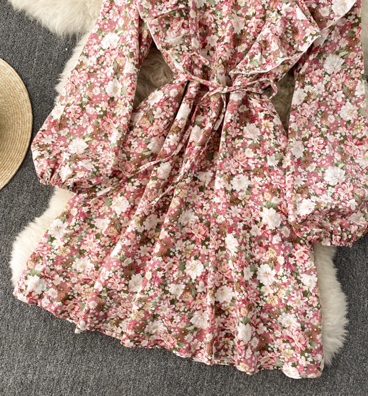 Cute A line floral dress fashion dress  811