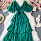 Lovely A line v neck chiffon dress  940