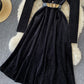Elegant A line velvet dress long sleeve dress  923