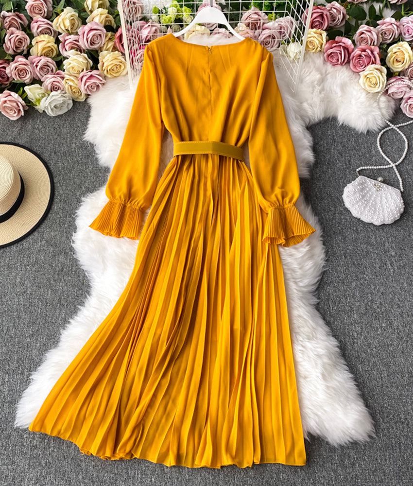 A-Linie Chiffon-Langarmkleid 908