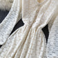 A line v neck lace long sleeve dress  925