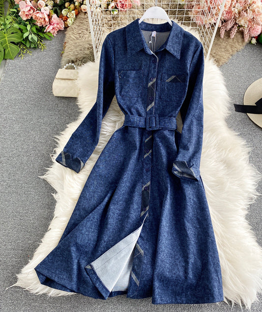 Kleid A-Linie Langarmkleid 981