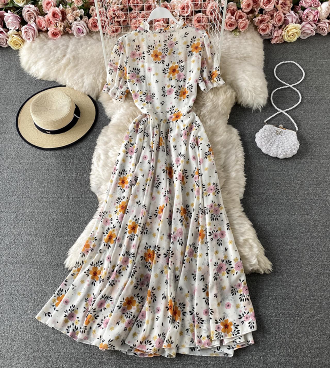 Cute A line floral dress fashion dress  801
