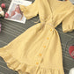 Retro v neck plaid dress women's dress  1202