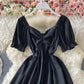 Schwarzes kurzes Partykleid in A-Linie 715