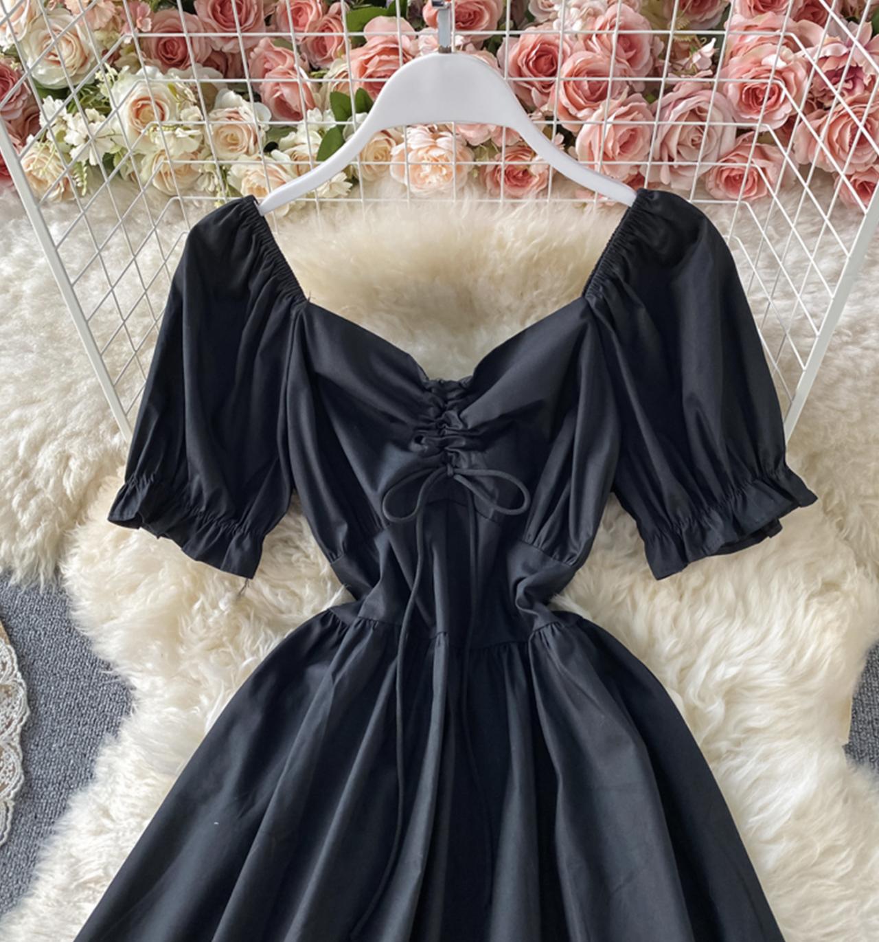 Schwarzes kurzes Partykleid in A-Linie 715