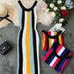 Stylish striped sleeveless knit dress  1192