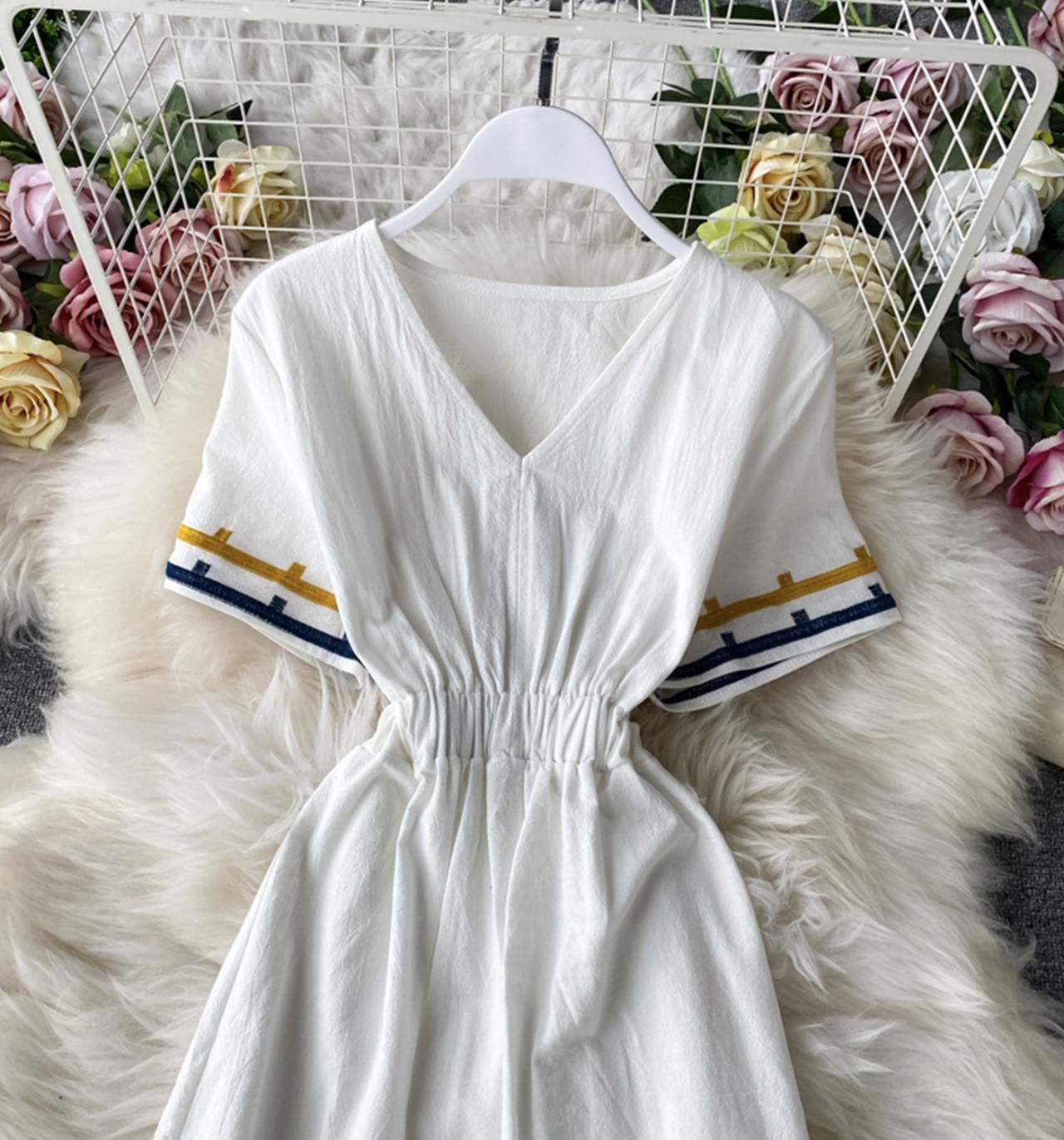 Simple v neck short dress fashion dress  702