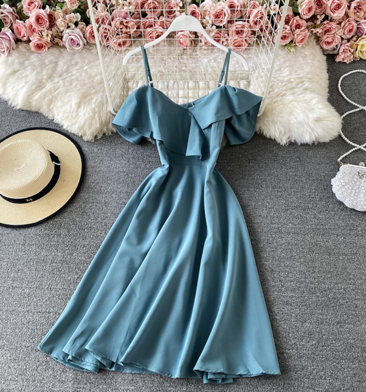 Cute off shoulder short dress A line fashion dress  744
