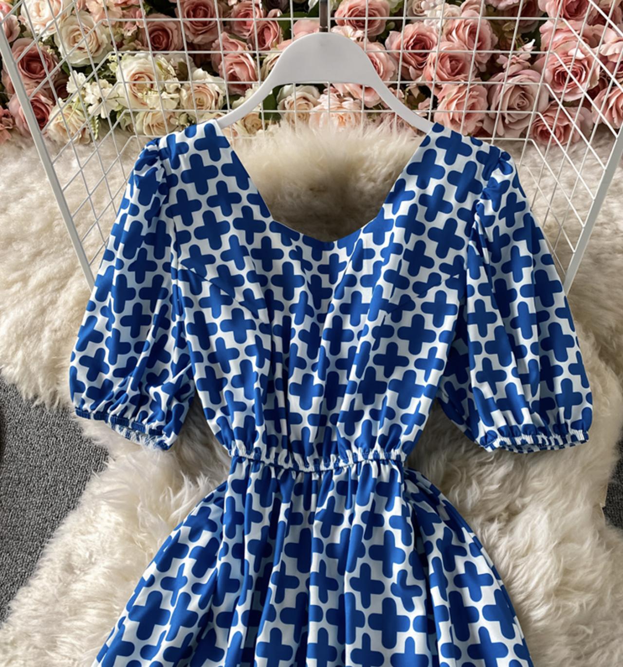 Cute A line round neck dress back bow dress dress  706