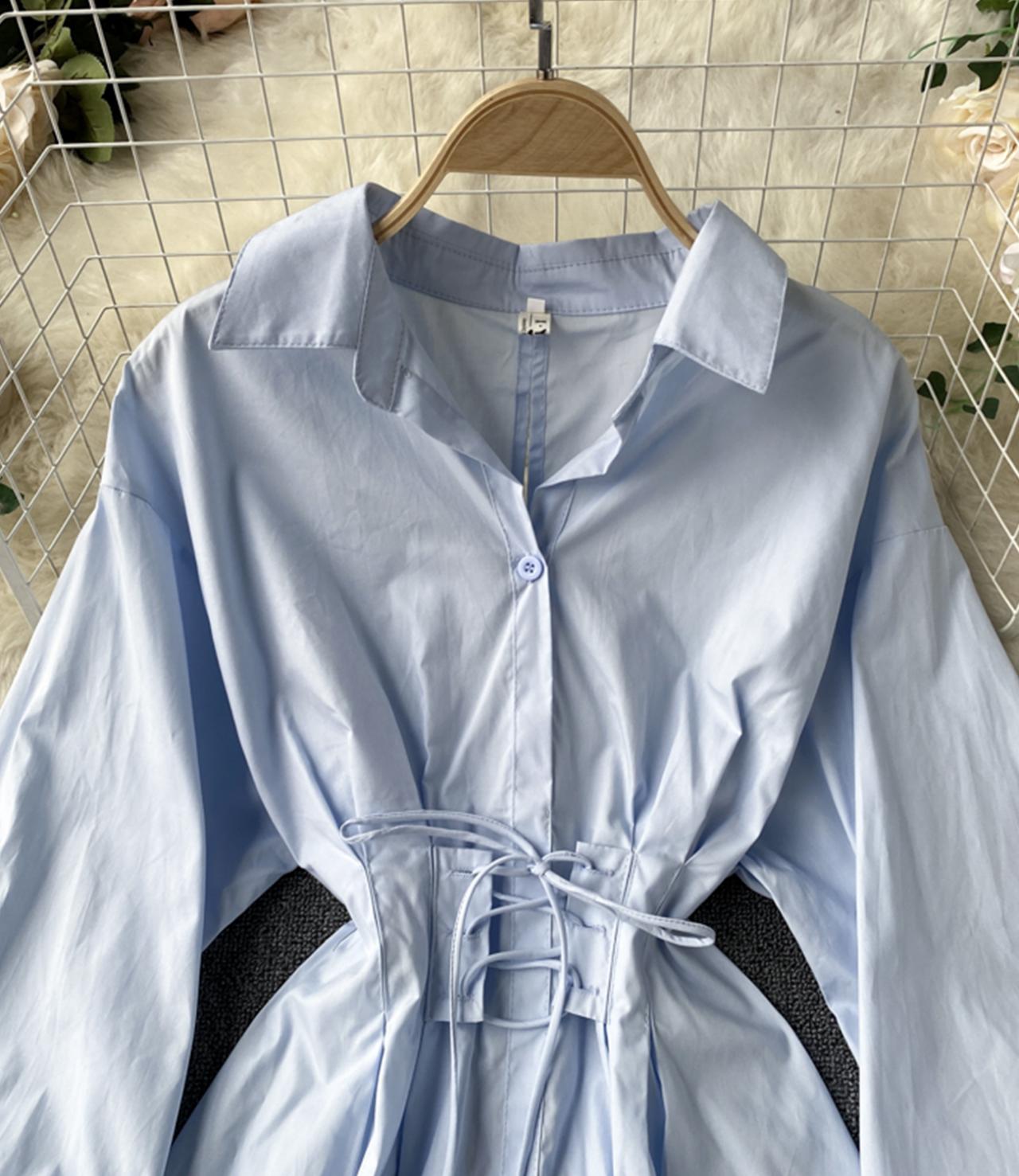 A line lace-up halter shirt dress fashion dress  730