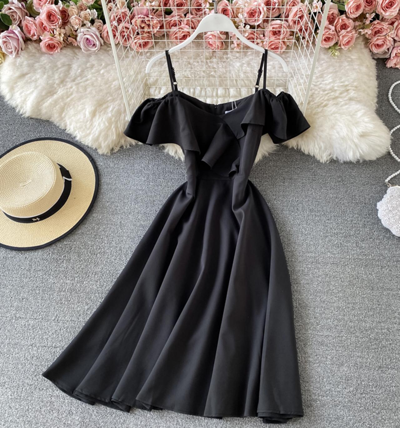 Cute off shoulder short dress A line fashion dress  744