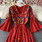 Cute A line embroidered dress  734