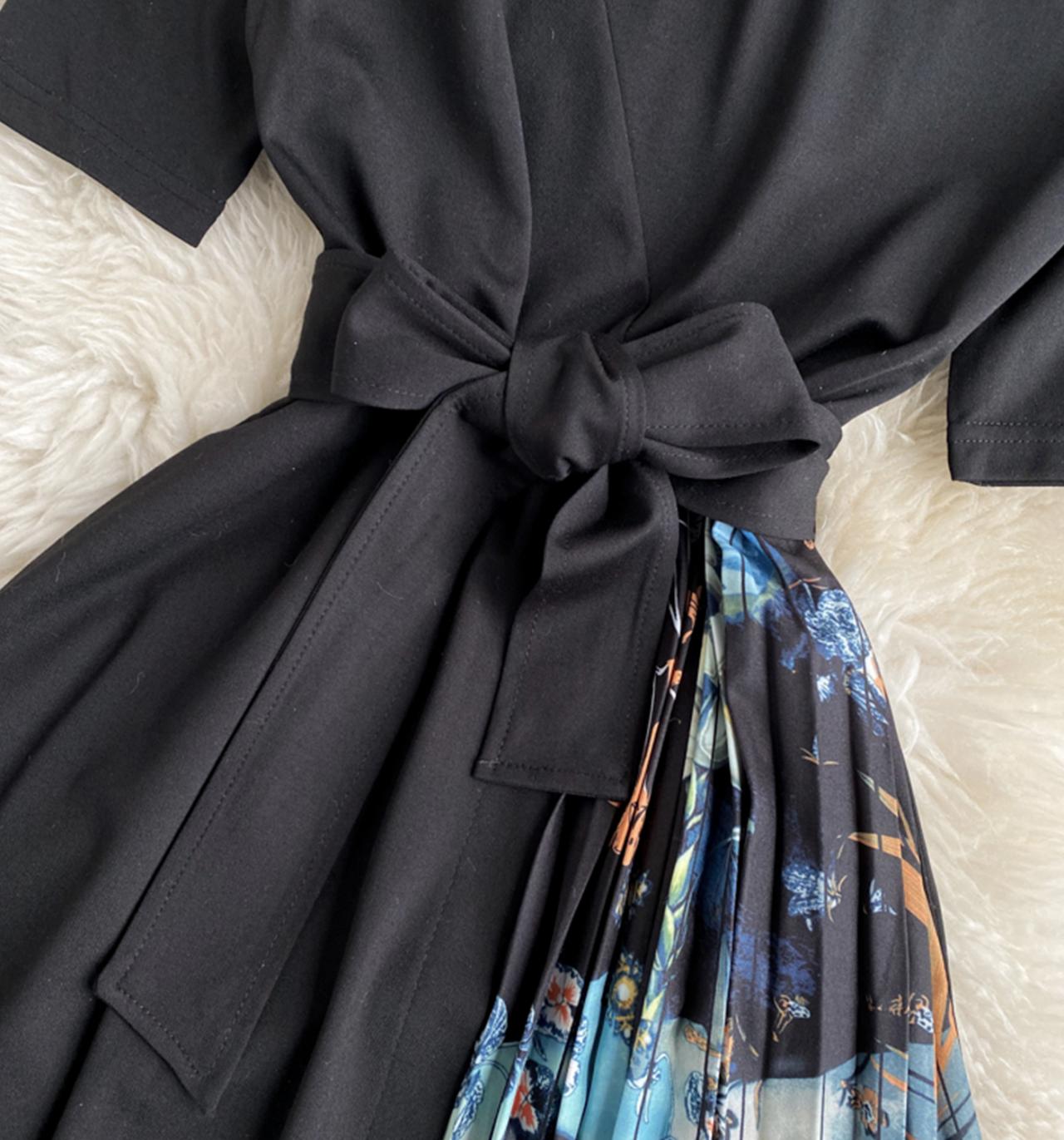 Black A line short dress fashion dress  729