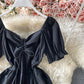 Schwarzes kurzes Partykleid in A-Linie 715