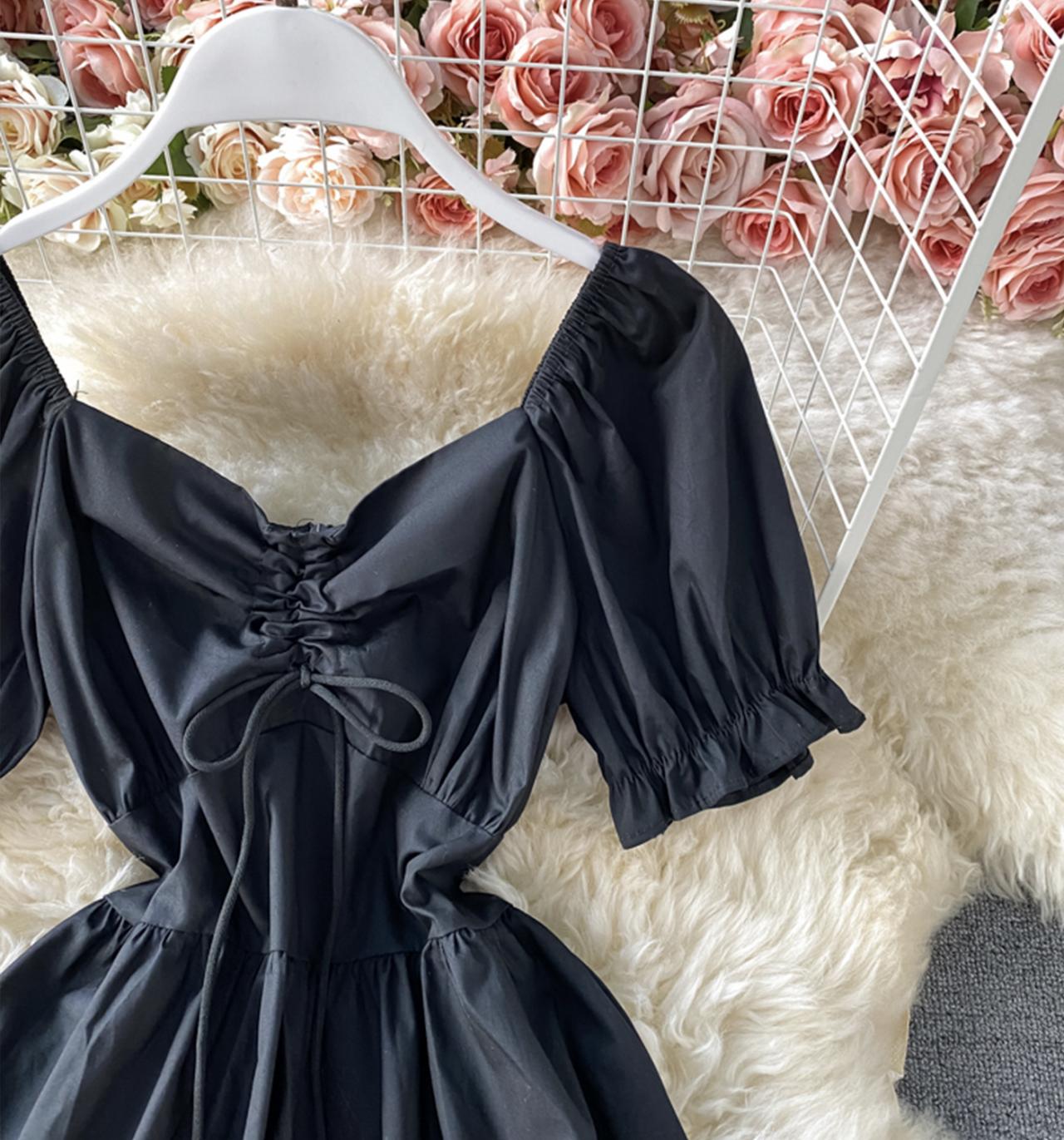 Schwarzes kurzes Partykleid in A-Linie 715