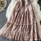 Süßes Blumenkleid in A-Linie mit V-Ausschnitt, Modekleid 721