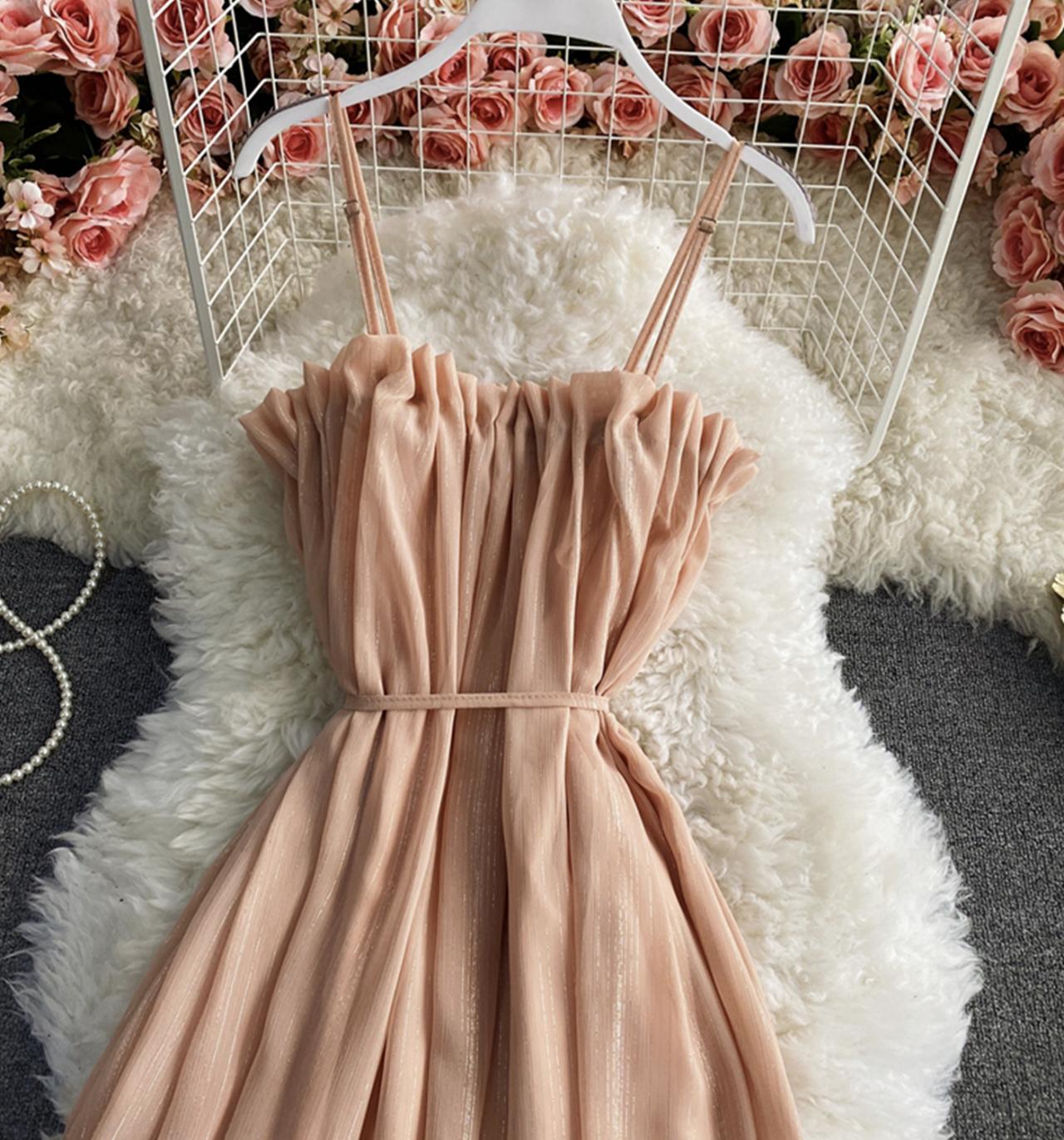 Cute pink chiffon short dress fashion dress  723